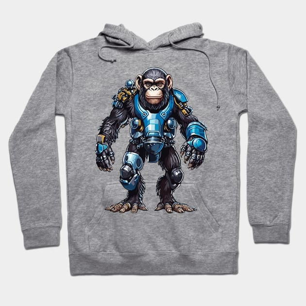 Robot Chimpanzee Hoodie by Sticker Steve